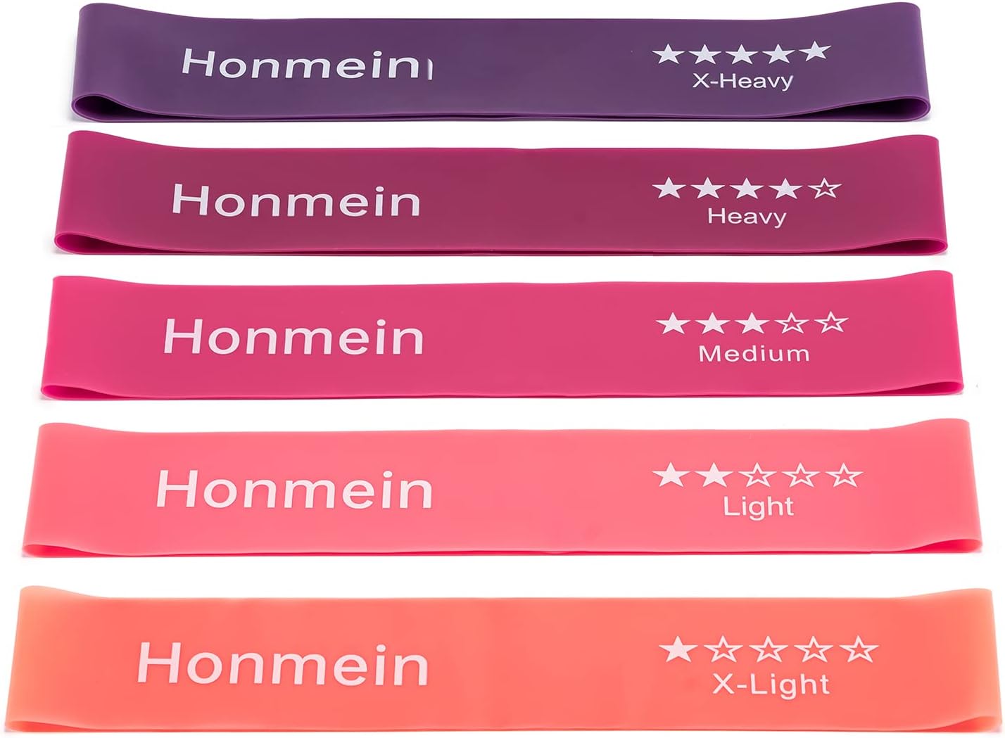 Honmein Resistance Bands for Working Out, Exercise Bands with 5 Resistance Levels Fit for Home Fitness, Strength Training, Natural Latex Resistance Band Include Instruction Guide and Carry Bag.…