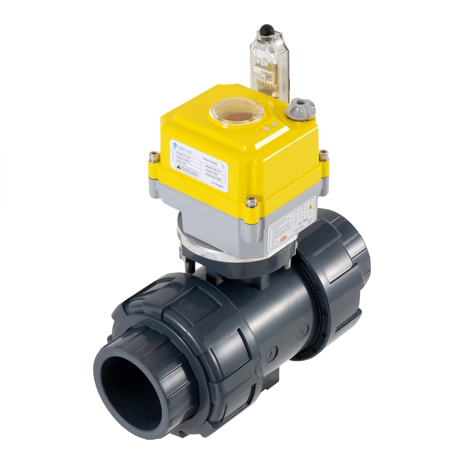 Válvula eléctrica inteligente de 1 1/4 pulgadas, válvula de bola de junta de PVC Tuya APP inteligente wifi válvula de cierre de agua DC12V-24V AC110V-230V adaptador de corriente y ajuste de retorno