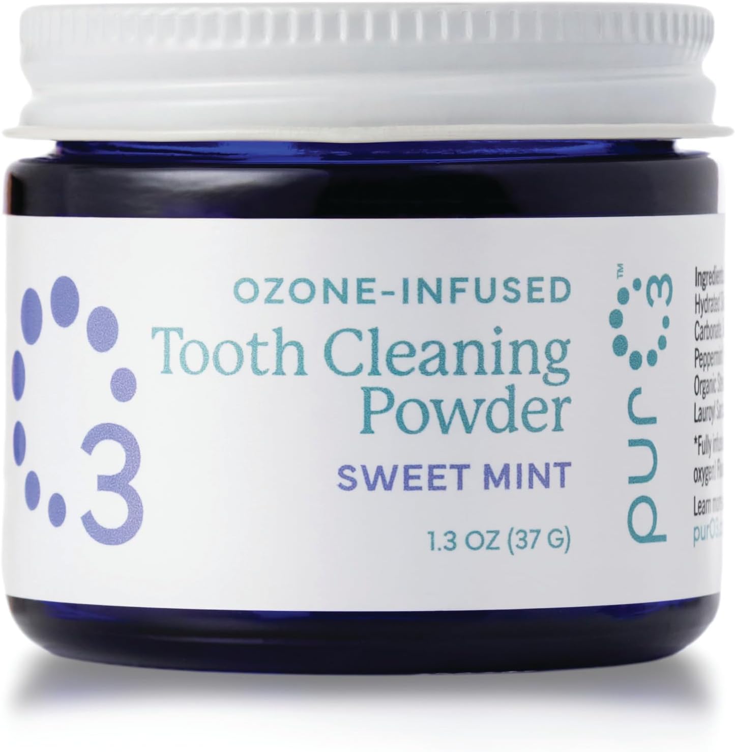 Ozonated Toothpaste Powder – Fluoride Free Organic Remineralizing Tooth & Gum Cleaning – Natural Teeth Whitening & Plaque Remover – Ozone Infused Coconut Oil Dental Care with Peppermint, 37g