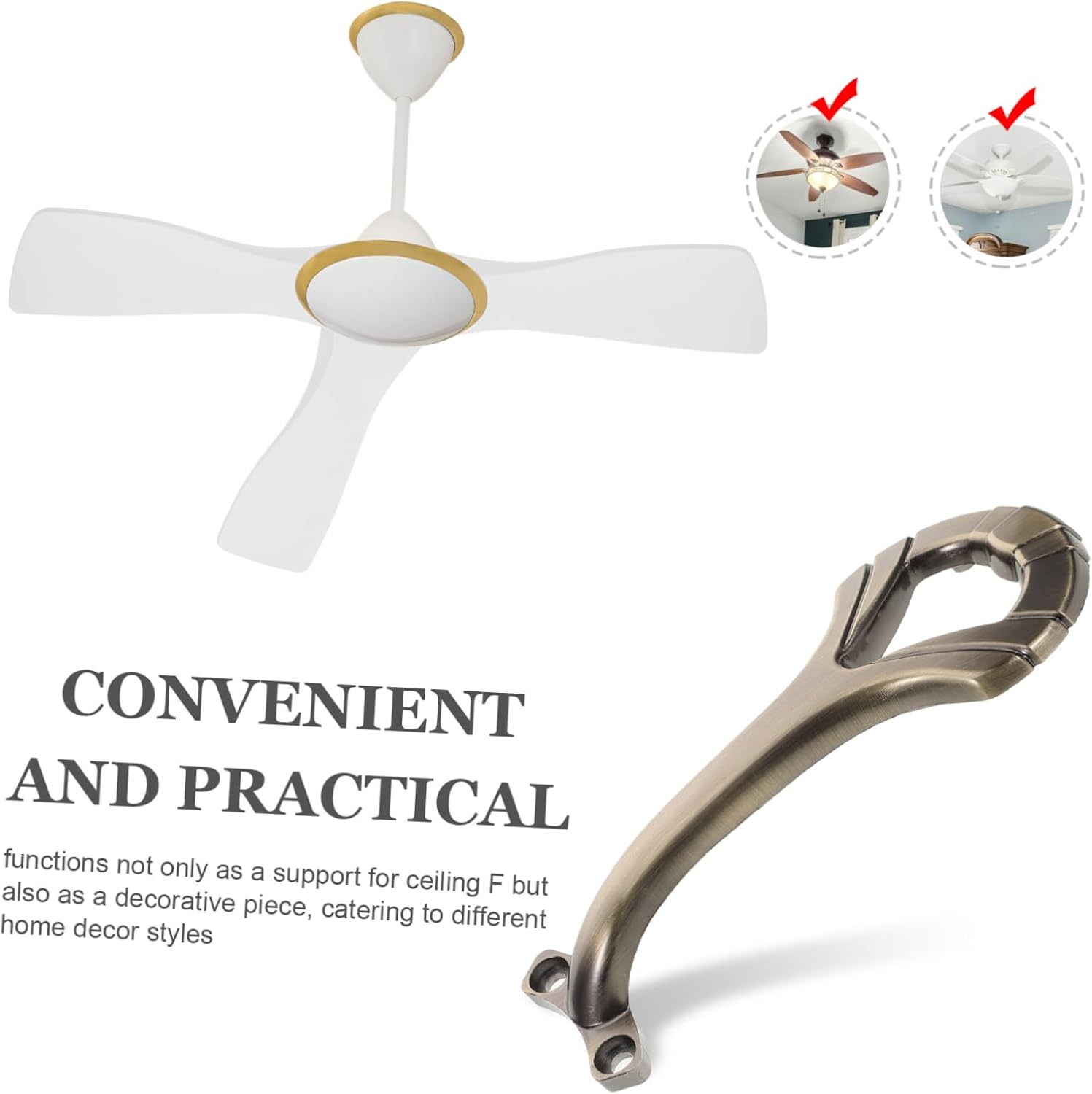 5pcs Ceiling Fan Arm Metal Fan Arm Convenient Replacement Part Keep The Balance Replacement Part Home Decor Bronze
