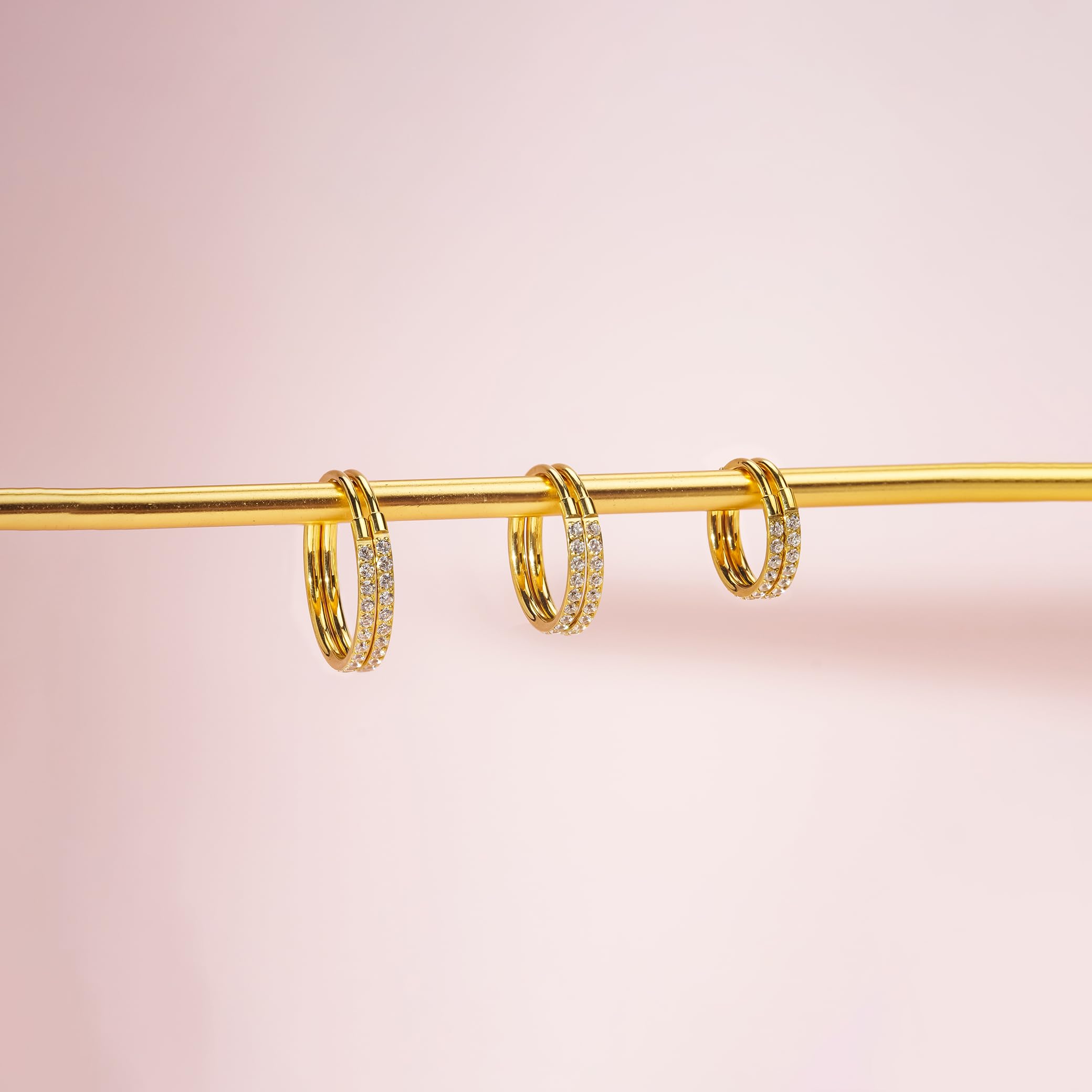 Limerencia Orecchini a Cerchio per Donna Uomo Bambina, 8-12 mm Orecchini in Titanio con Zircone Cubica, Medico Anallergici Orecchini per Orecchie Sensibili