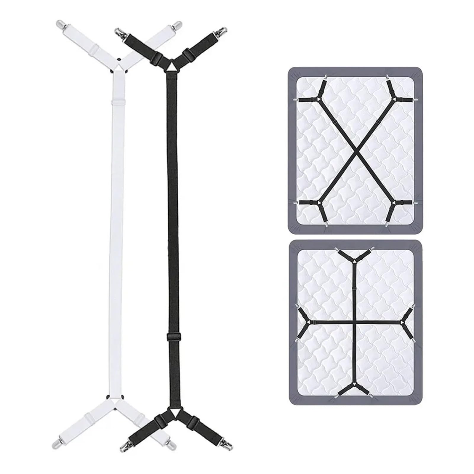 SDIUAKBV Bed Sheet Grippers Belt Adjustable Triangle Elastic Suspenders Gripper Holder Straps Clip for Bed Sheets Mattress Covers Sofa Cushion Band Belt For the bedroom(White)