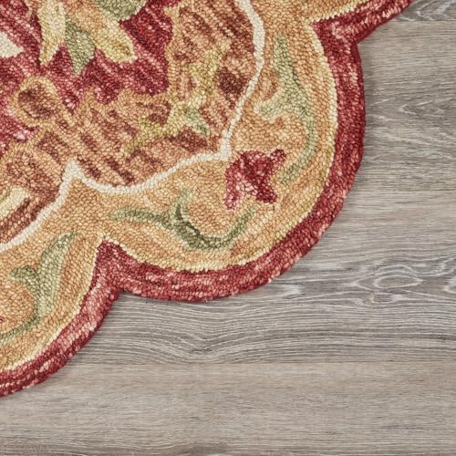 Image of Sifa Carpet Traditional Floral Round Area Rug - Hand-Tufted New Zealand Wool Circular Carpet for Dining Room & Bedroom Weight -6 Pund, Size-3x3 Feet (36x36 Inch Round)