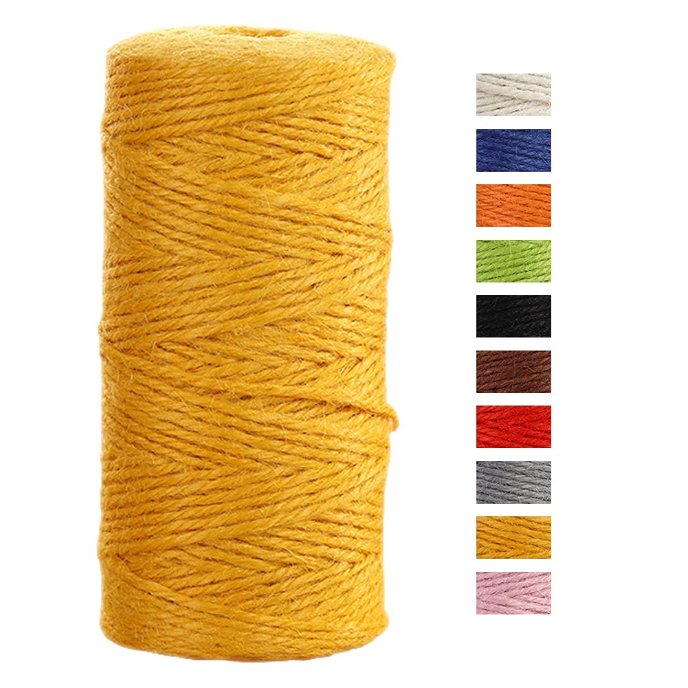 Jeogyong Golden Jute Twine String 2Mm X 100M Natural Coloured Jute String 3-Ply Garden Twine Kitchen Cord Thick Jute Rope For Decoration Floristry, Diy Arts & Crafts, Bundling, Wrapping Gifts (Golden)