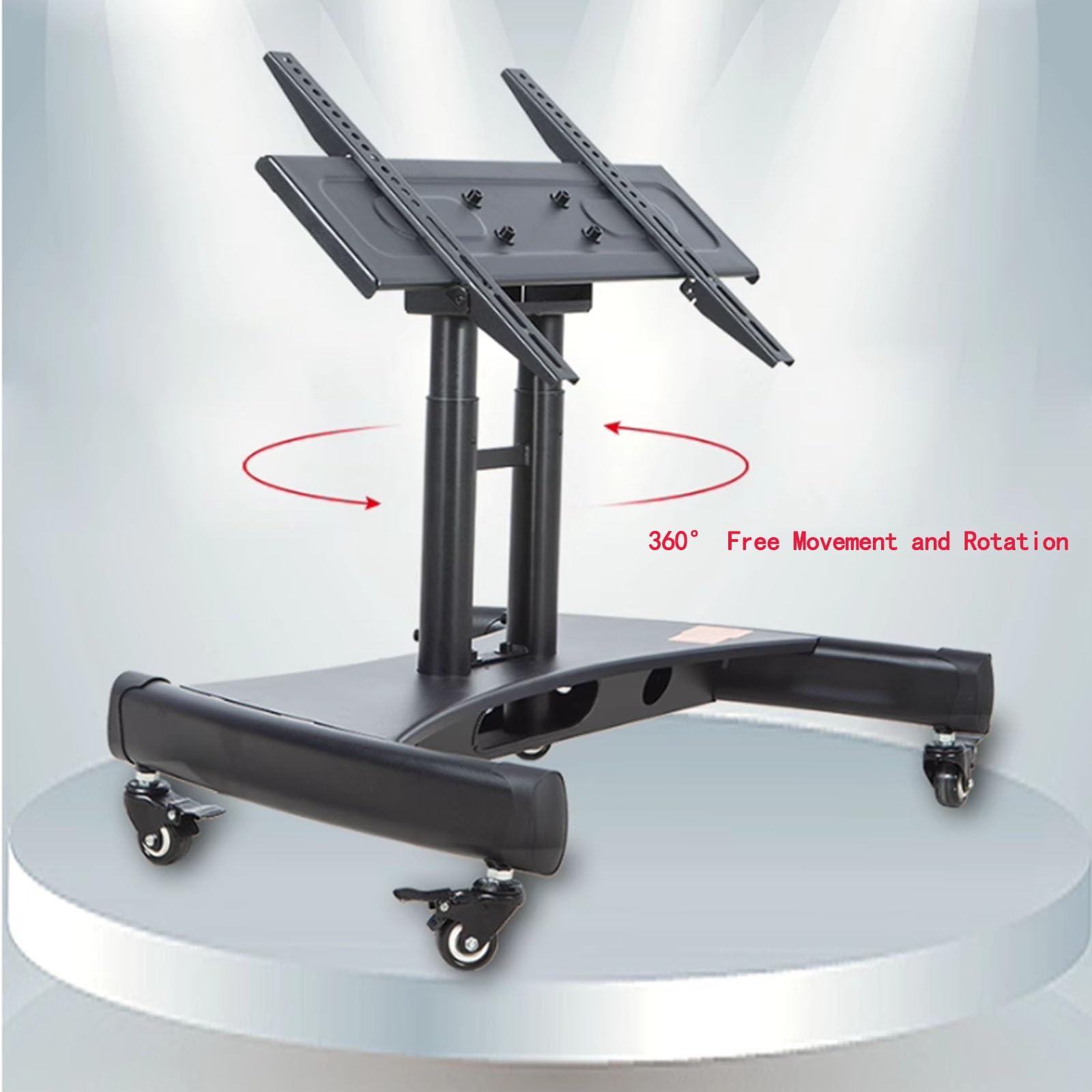 Support Mobile pour téléviseur à roulettes - Support de Sol réglable en Hauteur, pupitre Universel pour Salle de conférence, Chariot Bas inclinable de 0 à 90 degrés,Black