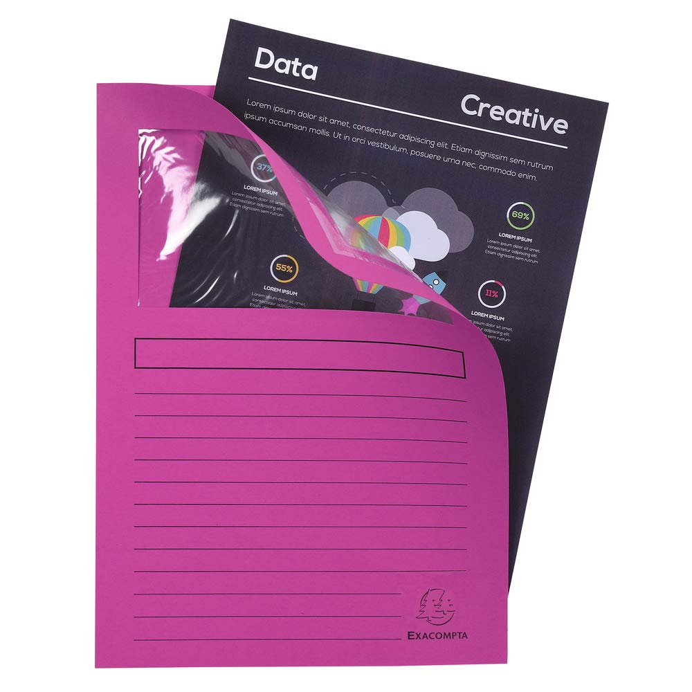Exacompta - Réf. 50100E - Paquet de 100 chemises à fenêtre sans plastique Forever® 120 g/m² - couleurs vives - 100% recyclées et certifiées Ange Bleu - dimensions 22x31cm pour A4-10 couleurs assorties
