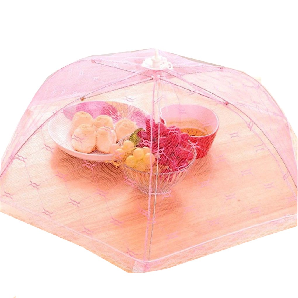 Honesty Store Foldable Mesh Fabric Food Cover Umbrella for Picnic Barbecue Party (White)