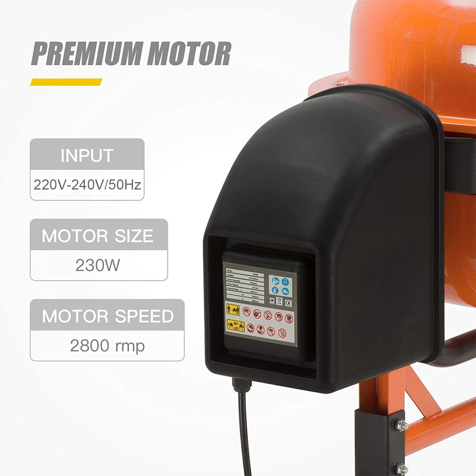 Buy SUNCOO 63L 230V/50HZ230W Concrete Cement Mixer Mortar Mixing