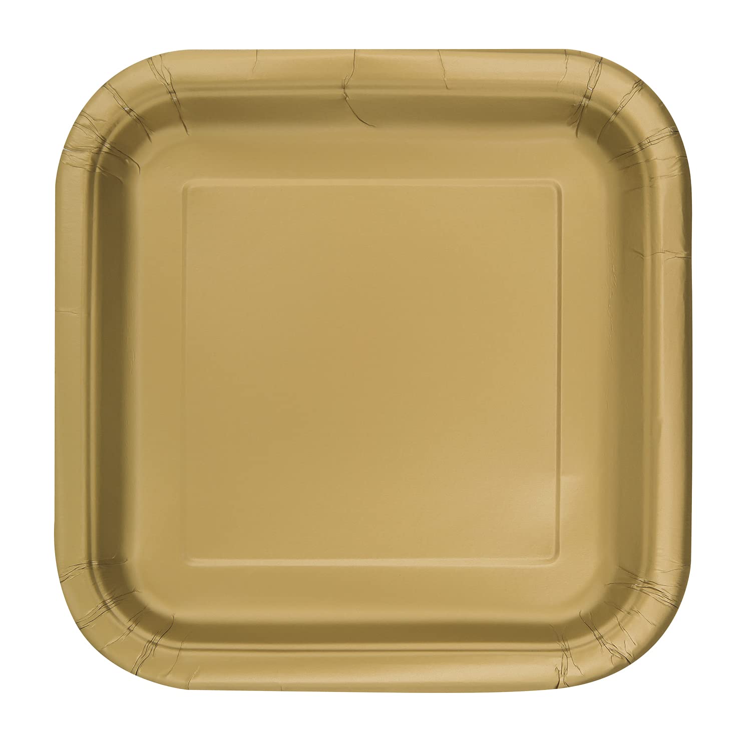 Trimming Shop 7" Heavy Duty Square Dessert Plates Gold Disposable Plates 18cm, 16 Pack - Colour Themed Paper Tableware for BBQs, Weddings, Anniversary, Birthday, Multipurpose Occasions — image 1