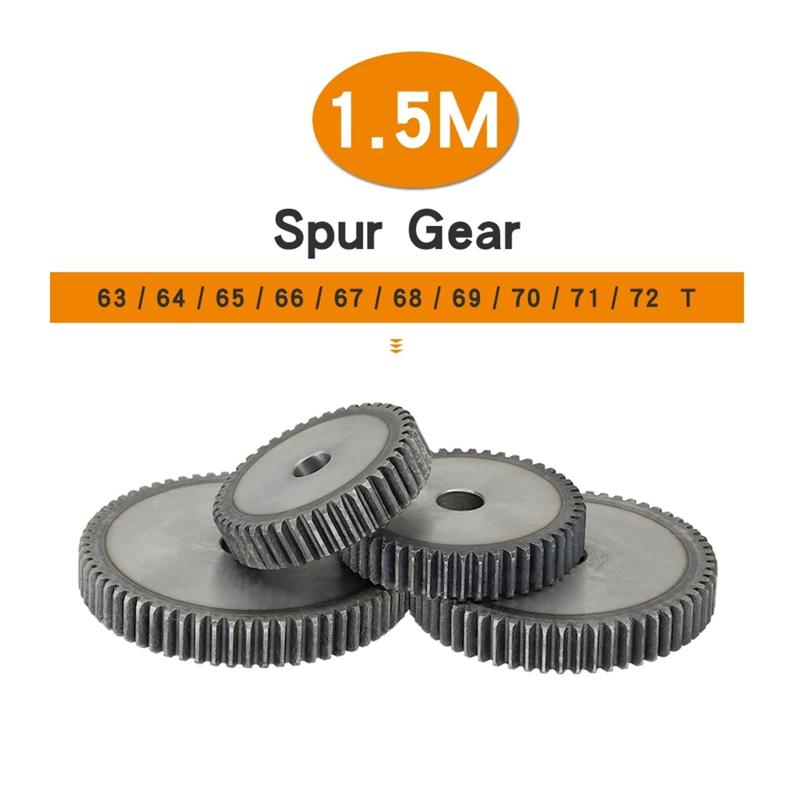 1 szt. Koło zębate cylindryczne 1,5M-63/64/65/66/67/68/69/70/71/72 zęby SC45# Materiał stal węglowa Płaskie koło zębate Częstotliwość zębów(1.5M72T - Bore 16 mm)