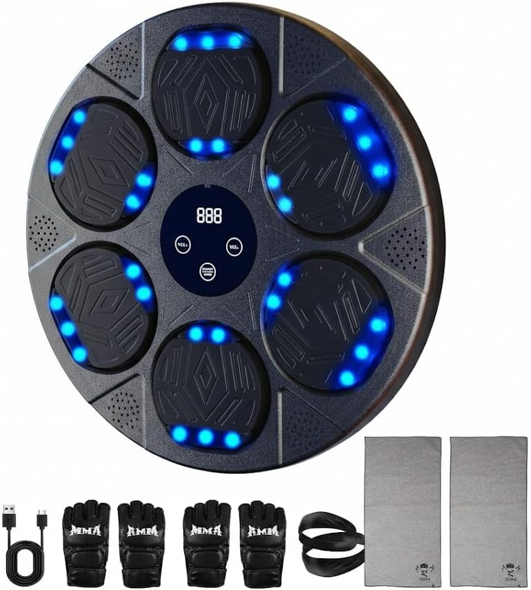 Music Boxing Machine Kit Wall Mounted Smart Boxing Machine & Counter Complete Boxing Kit More Than a Standard Punching Machine for Adults & Home Boxing Training