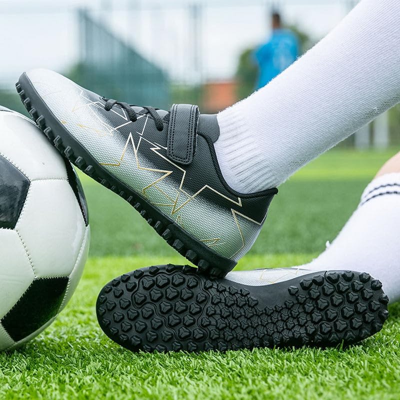 DHOVOR Kids Turf Soccer Shoes Boys Girls Soccer Cleats Youth Football Trainers Athletic Indoor Soccer Shoes for Boys (Little Kid/Big Kid)3