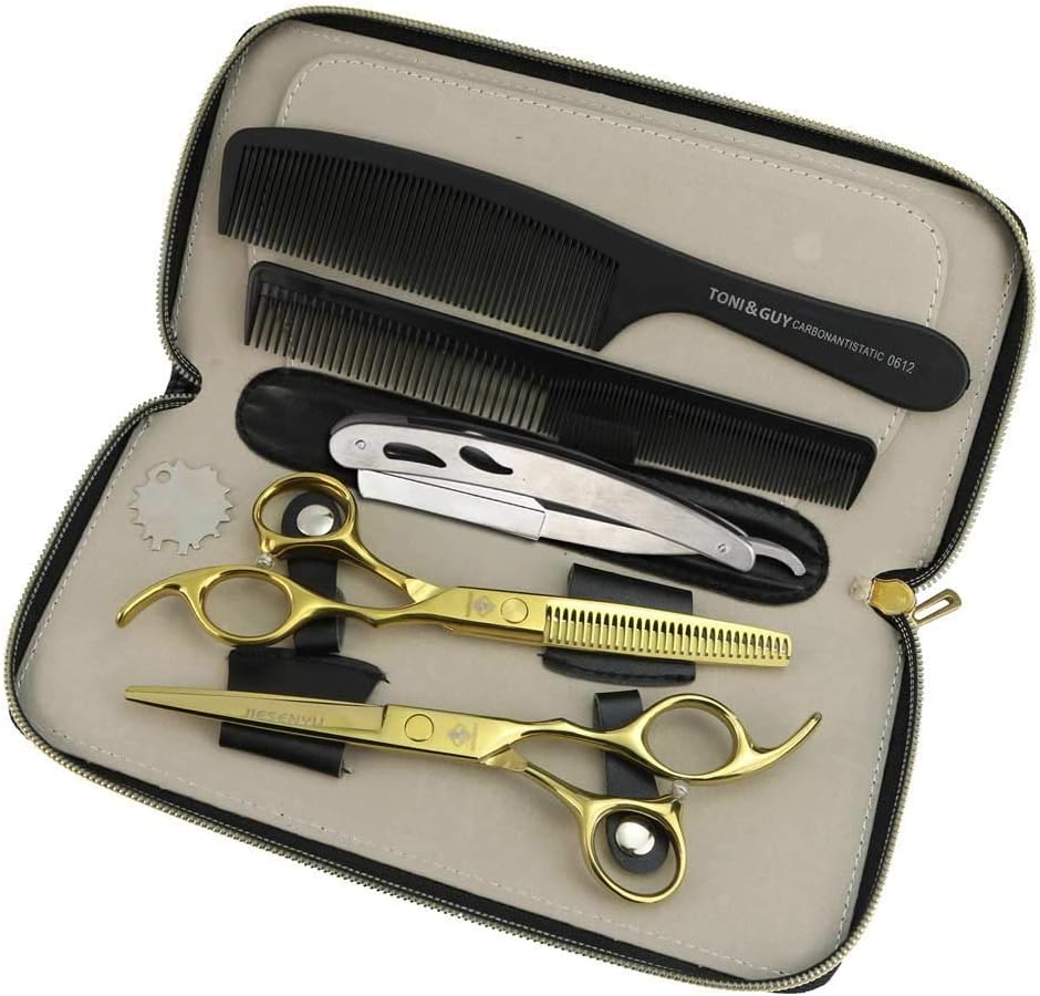 JIESENYU Professional Hairdressing Scissors Thinning Set Hair Cutting Scissors Scissors with Comb for Salon Home Use Set-1
