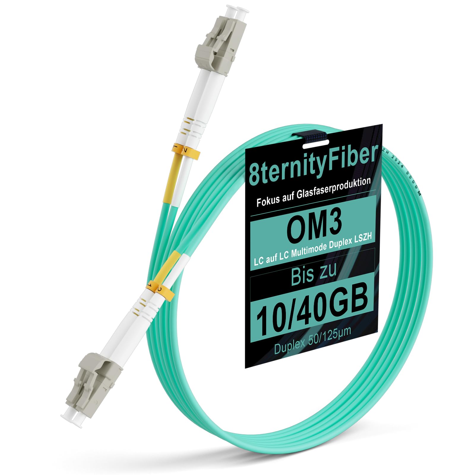 8ternityFiber OM3 LWL Patchkabel 5 m/16 ft, 10/40GB LC LC Mu