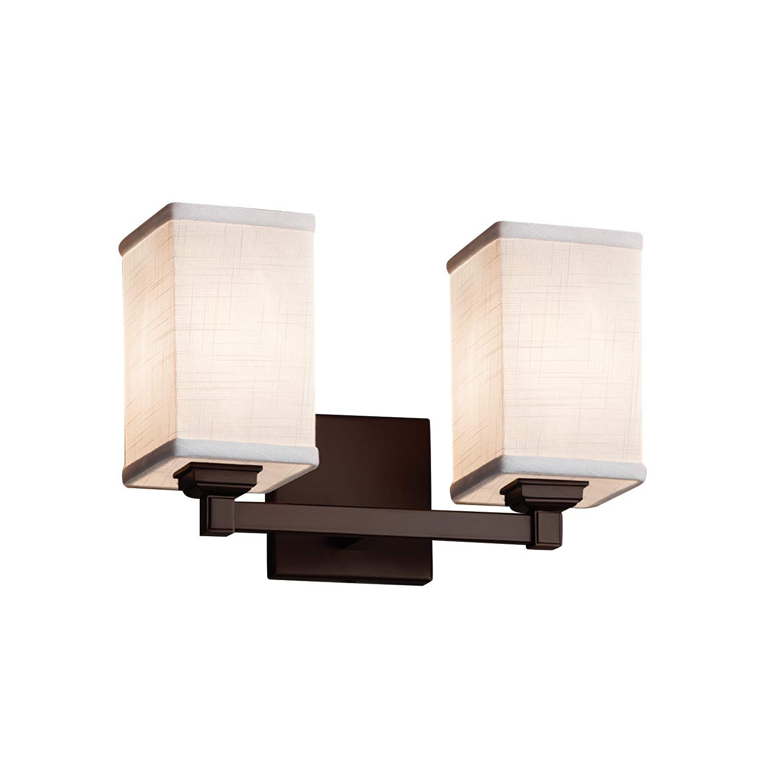 Justice Design Group Lighting FAB-8432-15-WHTE-DBRZ Textile Regency 2-Light  Bath Bar Square with Flat Rim Dark Bronze Finish and White Fabric Shade - -  Amazon.com