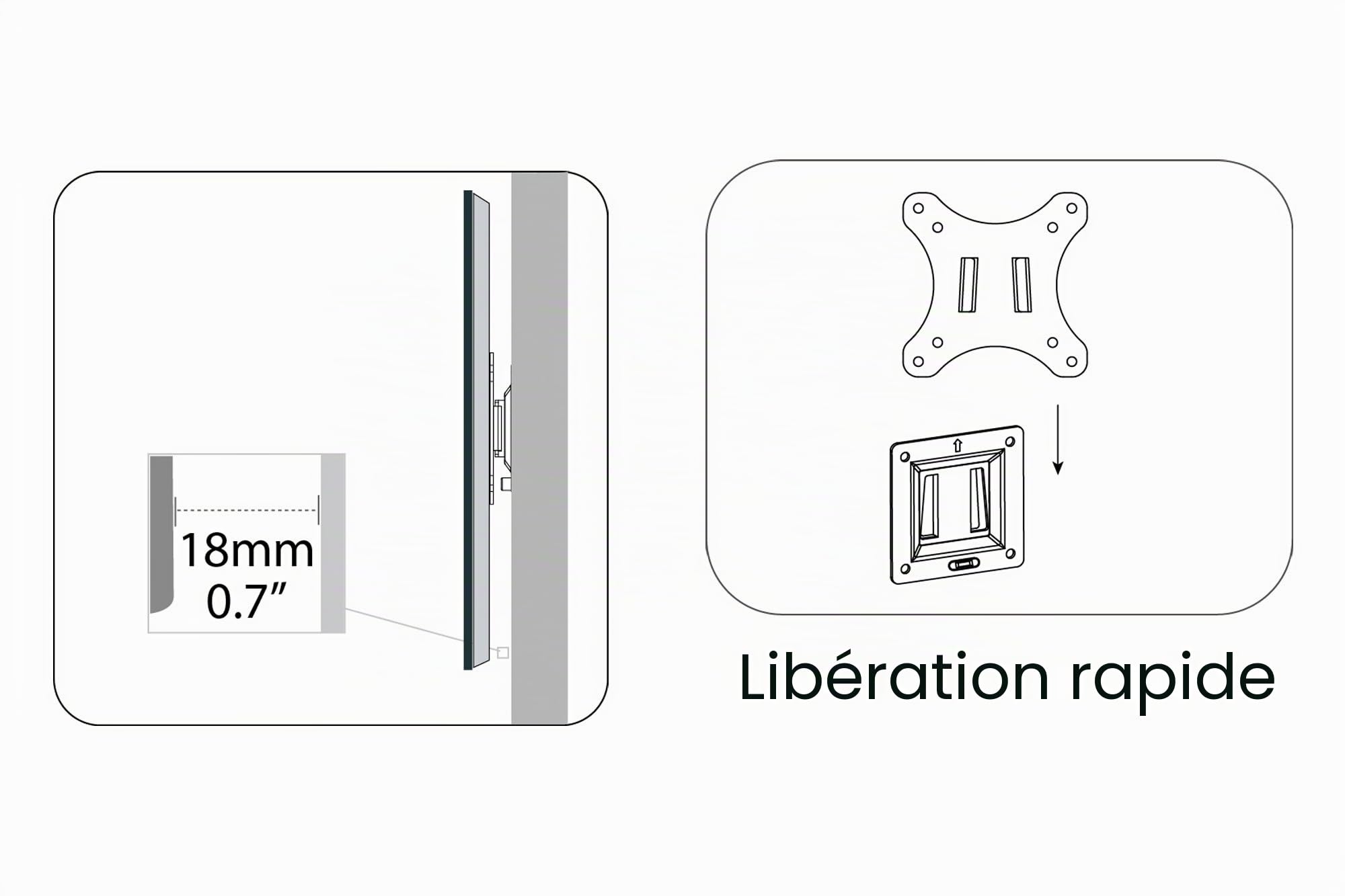 DIGITUS Support mural pour écran LCD / LED jusqu'à 81 cm (32 "), support de fixation, charge maximale de 18 kg, VESA max 100x100