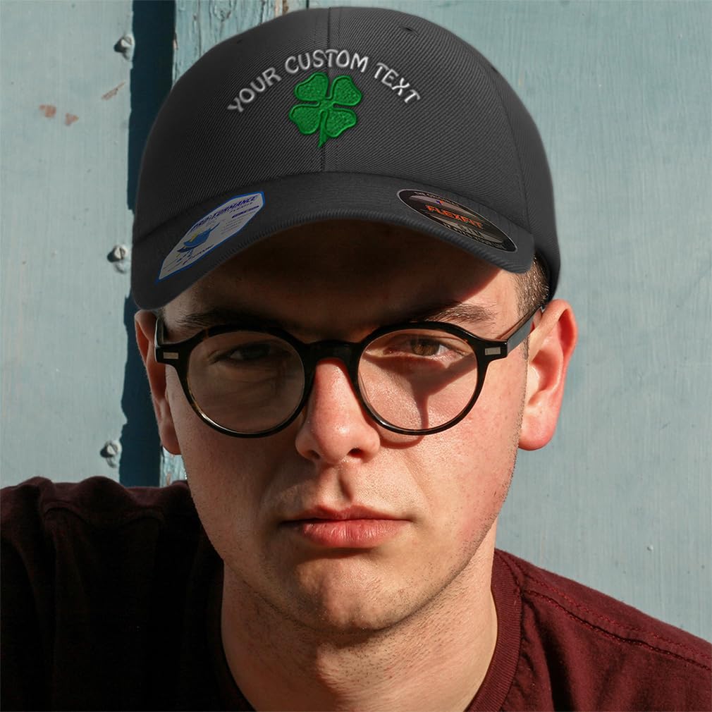 Flexfit Sombreros para hombre y mujer, diseño de trébol de 4 hojas, bordado de poliéster para el día de San Patricio, gorra de béisbol