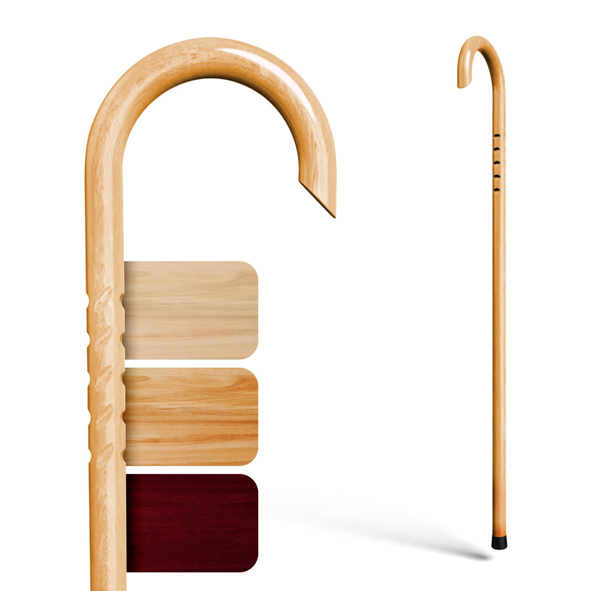 Handmade Wooden Walking Canes for Men and Women | Highly Durable American Hickory Wood Walking Cane | Ergonomic Handle and Body Grip, Anti-Slip Rubber Tip Wood Cane for Seniors