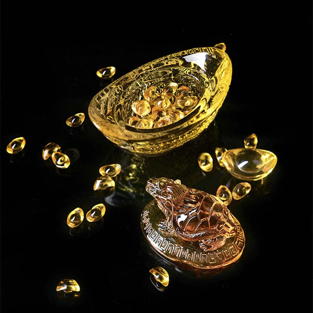 Amazon.co.jp: 龍亀 ロングイ 元寶 黄水晶 シトリン 置物 富と幸運