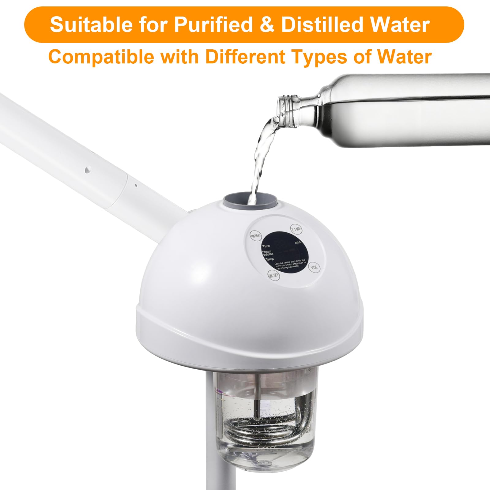 Professioneller Gesichtsdampfer, Vaporizador Gesichtsbehandlung mit Dampf einstellbar & Timer, beweglicher Arm, Vorheizen Ästhetiker Dampfgarer, Home Beauty Salon SPA