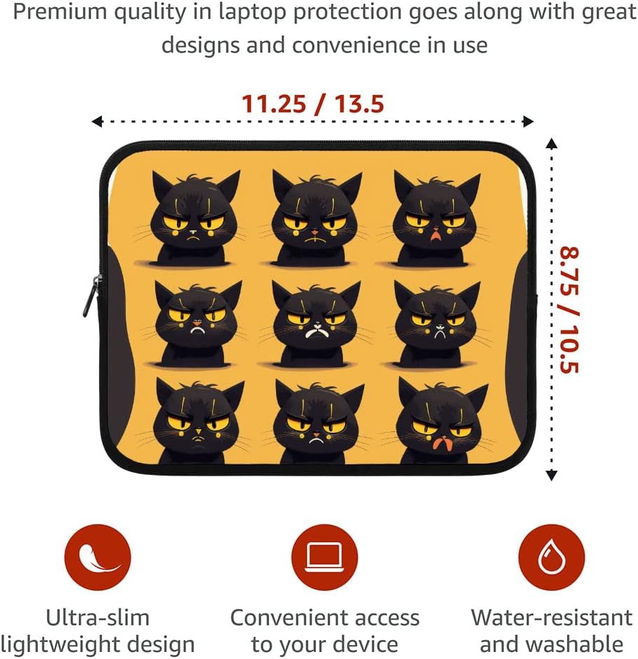 Cat Graphic iPad Sleeve - Cat Art Tablet Sleeve - Print Carrying Case - 13 inches