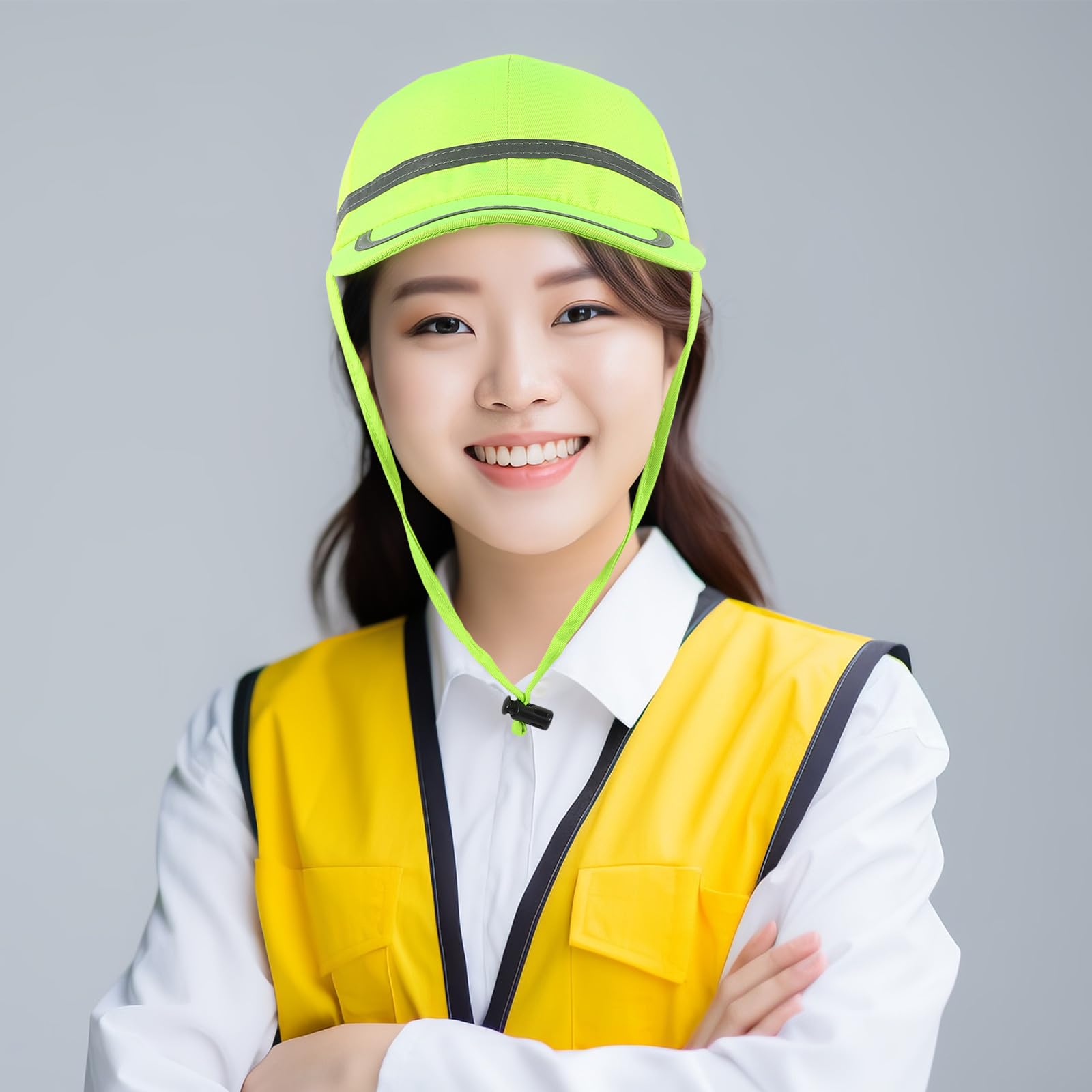 Casco de Seguridad Plástico Tejido Reflectante Amarillo para Trabajo
