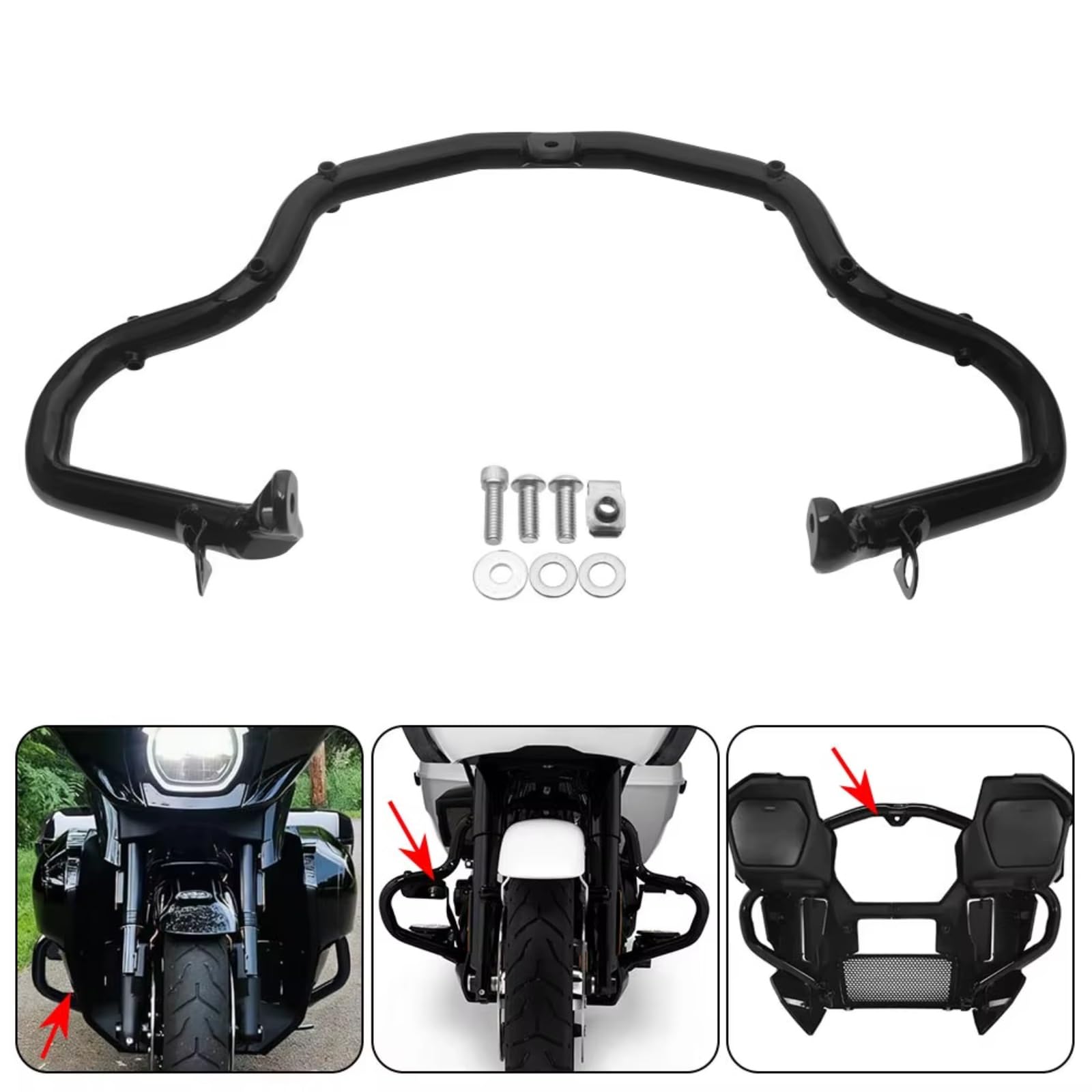 Staffa Protezione Motore Leghe Di Ferro Moto Highway Engine Guard Paraurti Crash Bar Compatibile Con Road Per Street Glide Cvo/Se Fltrx Flhxse 2023-2026