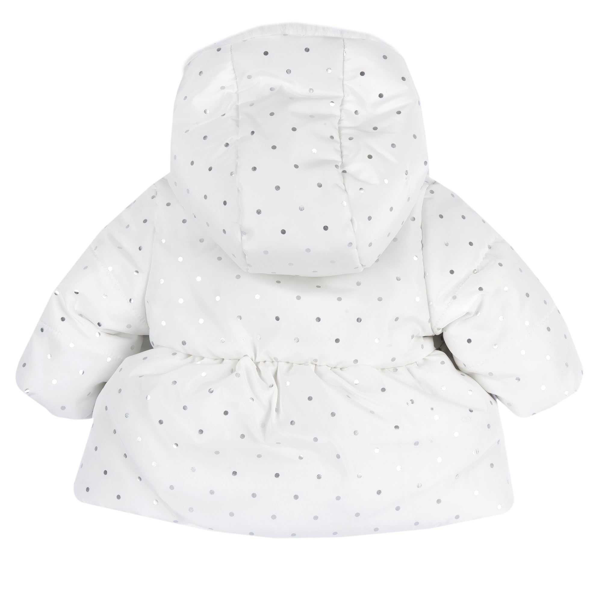 Chicco Abrigo reversible de piel para niña 15 meses 80 cm color blanco lunares plata, Color blanco., 12 Months