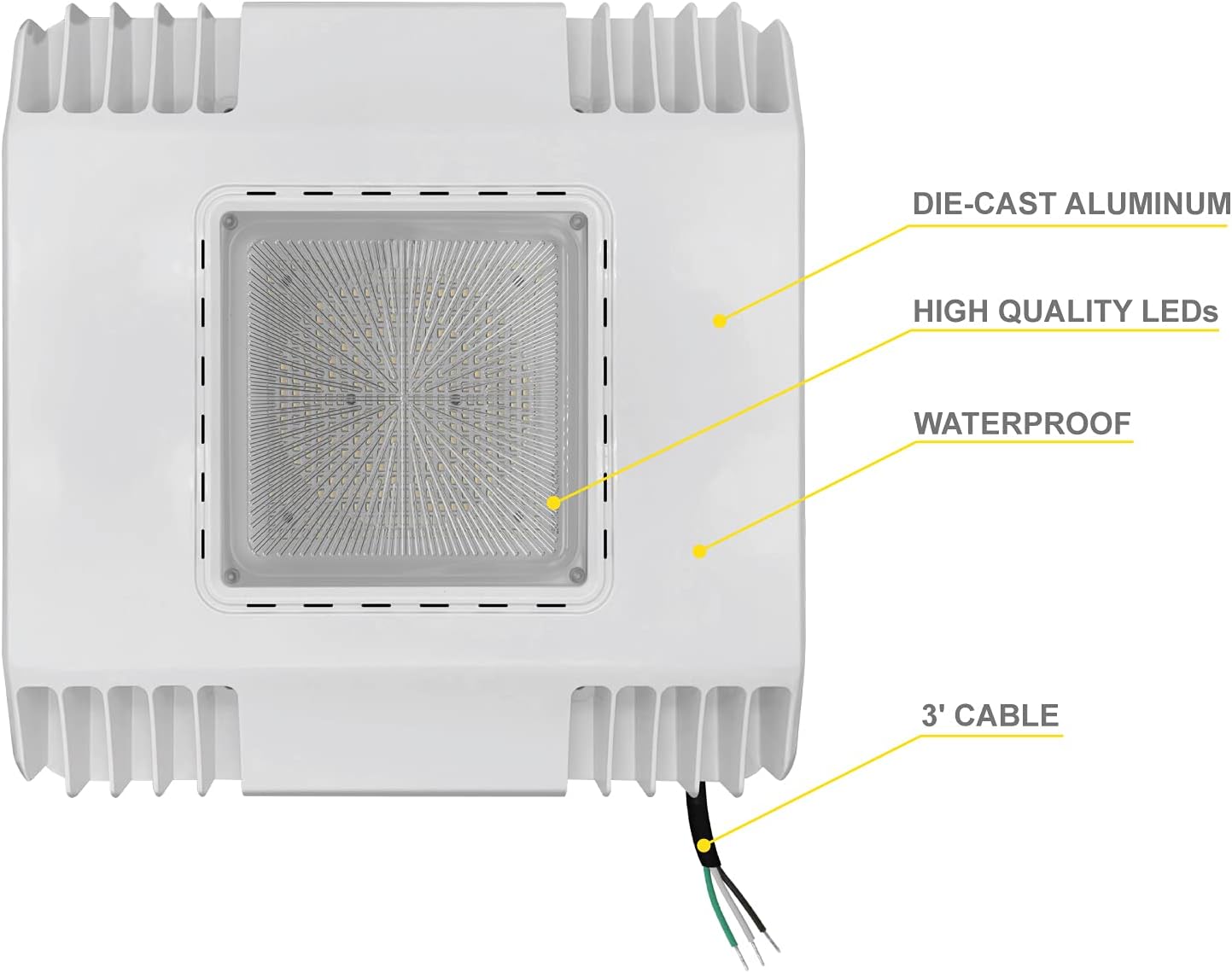 NUWATT ® 2 Pack | Waterproof LED Canopy Gas Station Light 150W Ultra Bright Daylight 5000K, 18000 Lumens, Internal Driver, Outdoor High Bay Garage Subway 120-277V DLC Listed