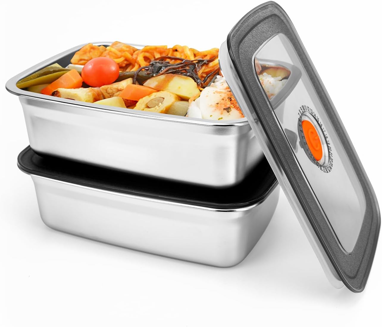 2 PCS Stainless Steel Food Storage Containers(33oz) with Lids Leak Proof & Airtight | Stainless steel freezer Containers,Airtight Bento Lunch Box,For Meal Prep,Fruit,Snack,Freezer