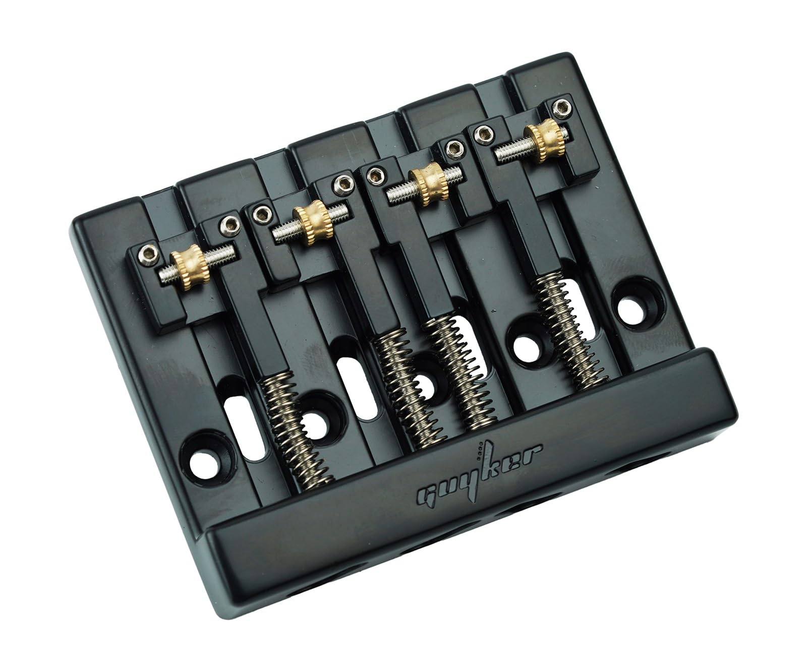 Guyker Bassbrücke, 4-saitige Bassbrücke mit solidem Rollsattel, verstellbares Ersatzteil (GB406, Schwarz)