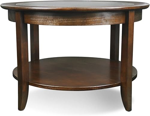 Miniatura 19 de Leick Home 10109-CH Mesa de centro ovalada pequeña con estante, color cereza chocolate Chocolate Cherry,blanco (Orchid White),Nuez pacana,Roble de