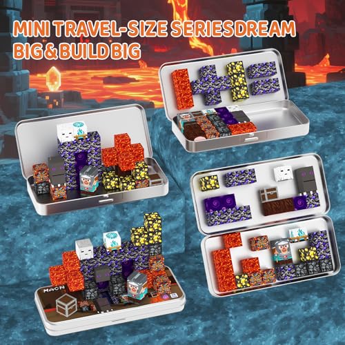 Image of Magnetic Building Blocks Travel Toys: 35pcs with Portable Tin, 45s Storage