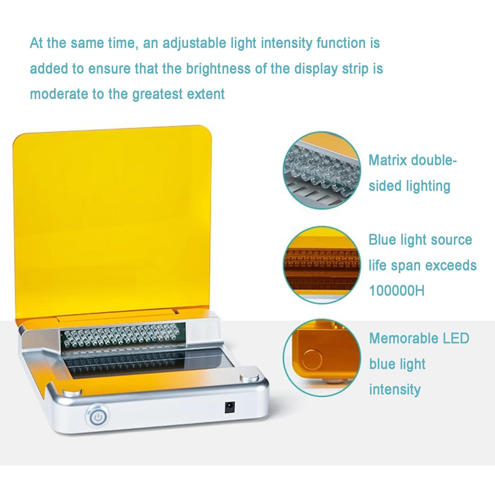 Cortador de gel de luz azul, transiluminador LED de 470 nm, intensidad de luz ajustable, filtro ámbar para visualización de electroforesis en gel, herramienta de laboratorio eficiente