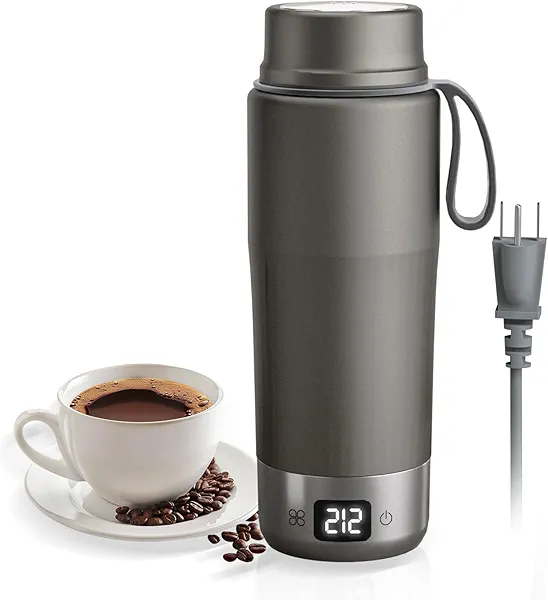 pure titanium electric kettle - portable water heater for travel, double-layer vacuum sealed titanium water bottle to boil and regulate temperature。100V-240V Smart Small Water Boiler for Tea 380ML