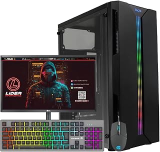 Computador Líder Gamer, Amd Ryzen 5 4600G, 16GB DDR4, NVME 500GB, Radeon Vega 7 Graphics, Monitor 19,5, Kit Ranger RGB