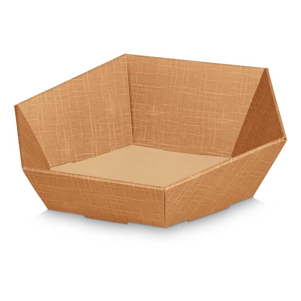 Geschenkkorb Seta 6-eckig Naturfarben mittel 32,5 x 26 x 12 cm, 25 Stück