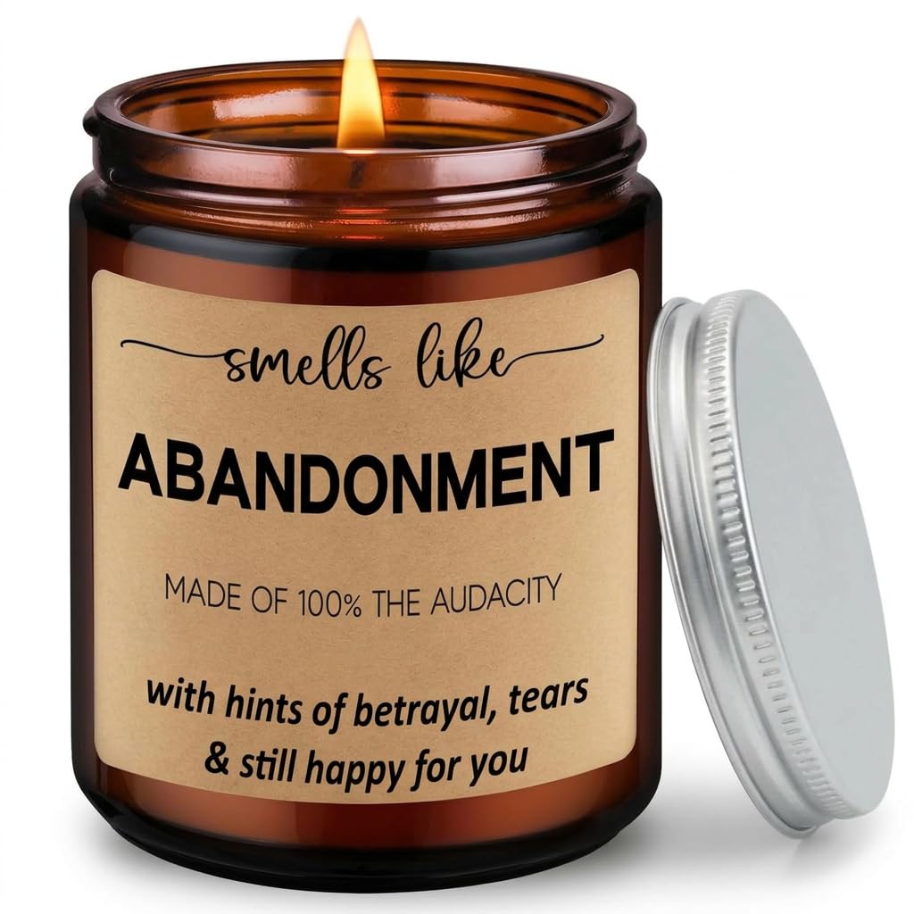 Smells Like Abandonment Candle, Leaving Gifts for Colleagues Women Men, Funny Farewell Gifts for Coworkers, Goodbye Gift for Colleagues, Scented Soy Candle for Retirement & New Job Present