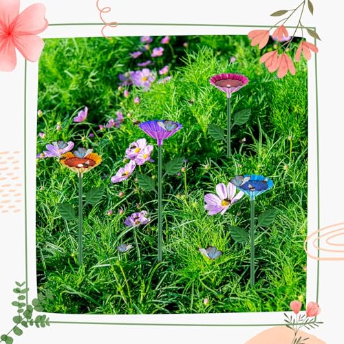 Tandefio 1 Pcs Bee Bath Watering Station 25 x 2. 6 Inch Metal Vivid Flower Bee Feeder in Garden Butterfly Feeder for Outside Colorful Butterfly Bath Bowl for Bird Thirsty Pollinators Yard(Purple)