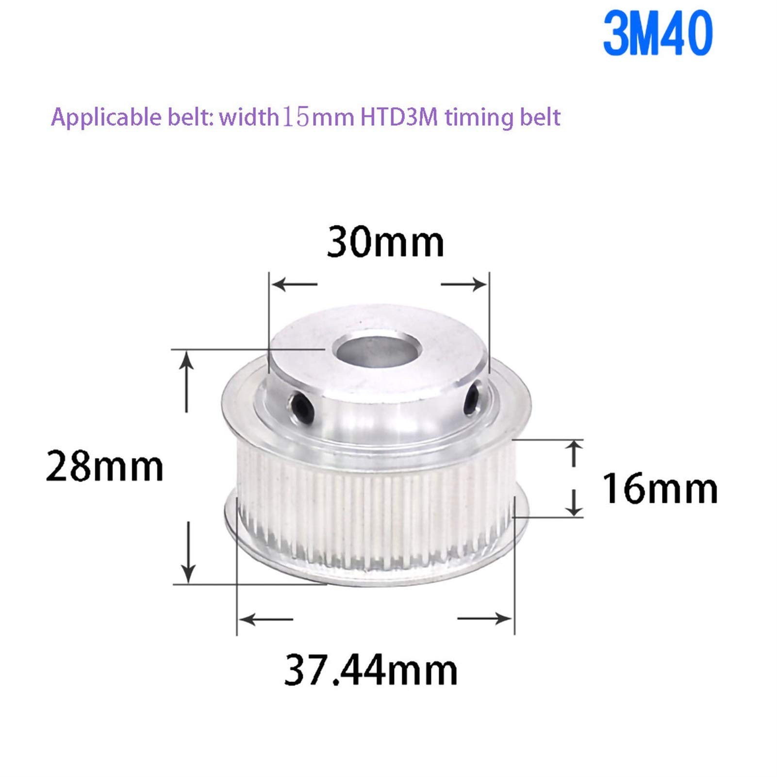 Pulegge di distribuzione, Cinghia HTD3M tipo BF a 40 denti, larghezza scanalatura 11 mm/16 mm(Width 15mm,14mm(5x2.3mm))