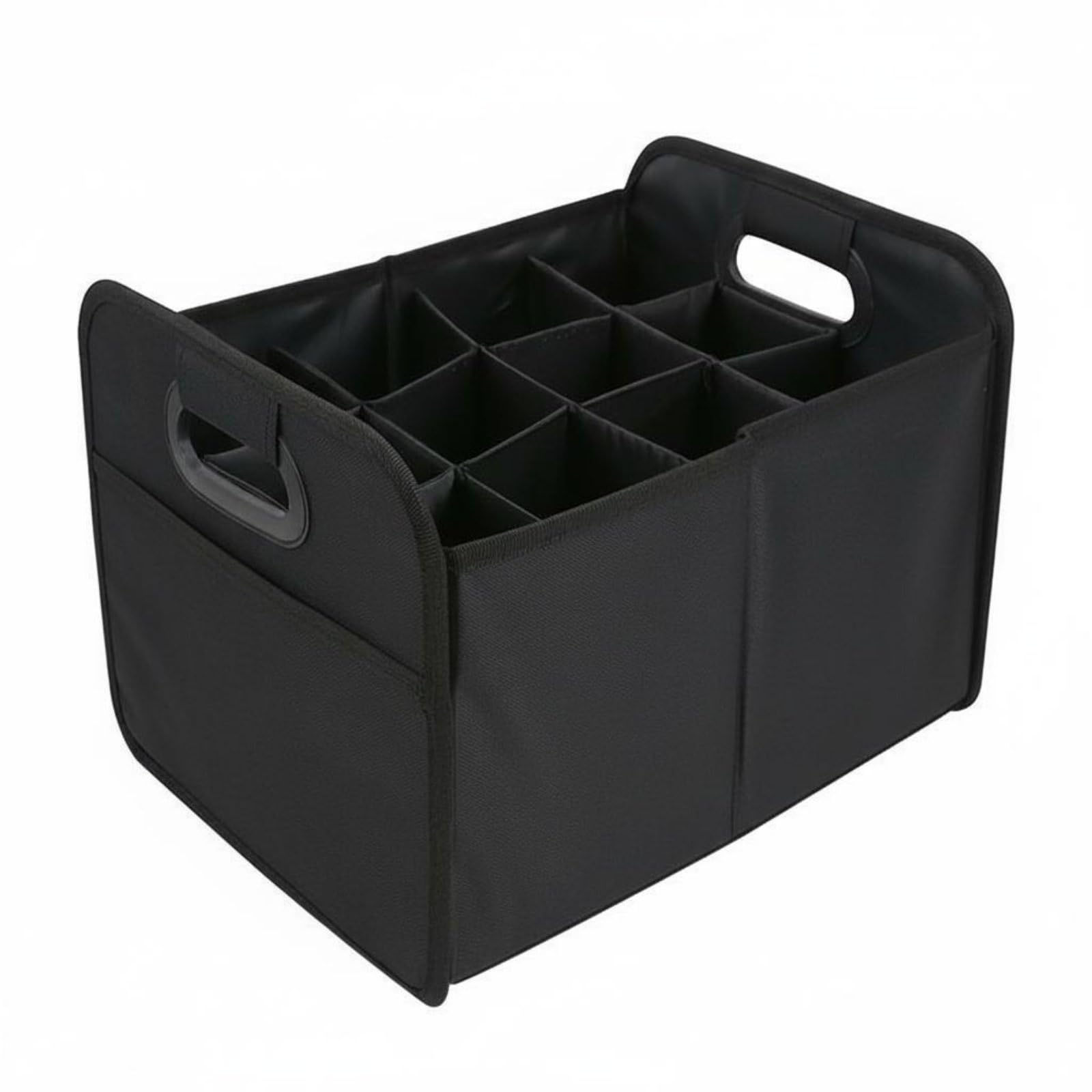 perfk Portabottiglie Pieghevole Organizer Auto Contenitore Bevande Borsa Bottiglie Cassetta Trasporto Collassabile Impermeabile con Manici Rinforzati E, Nero