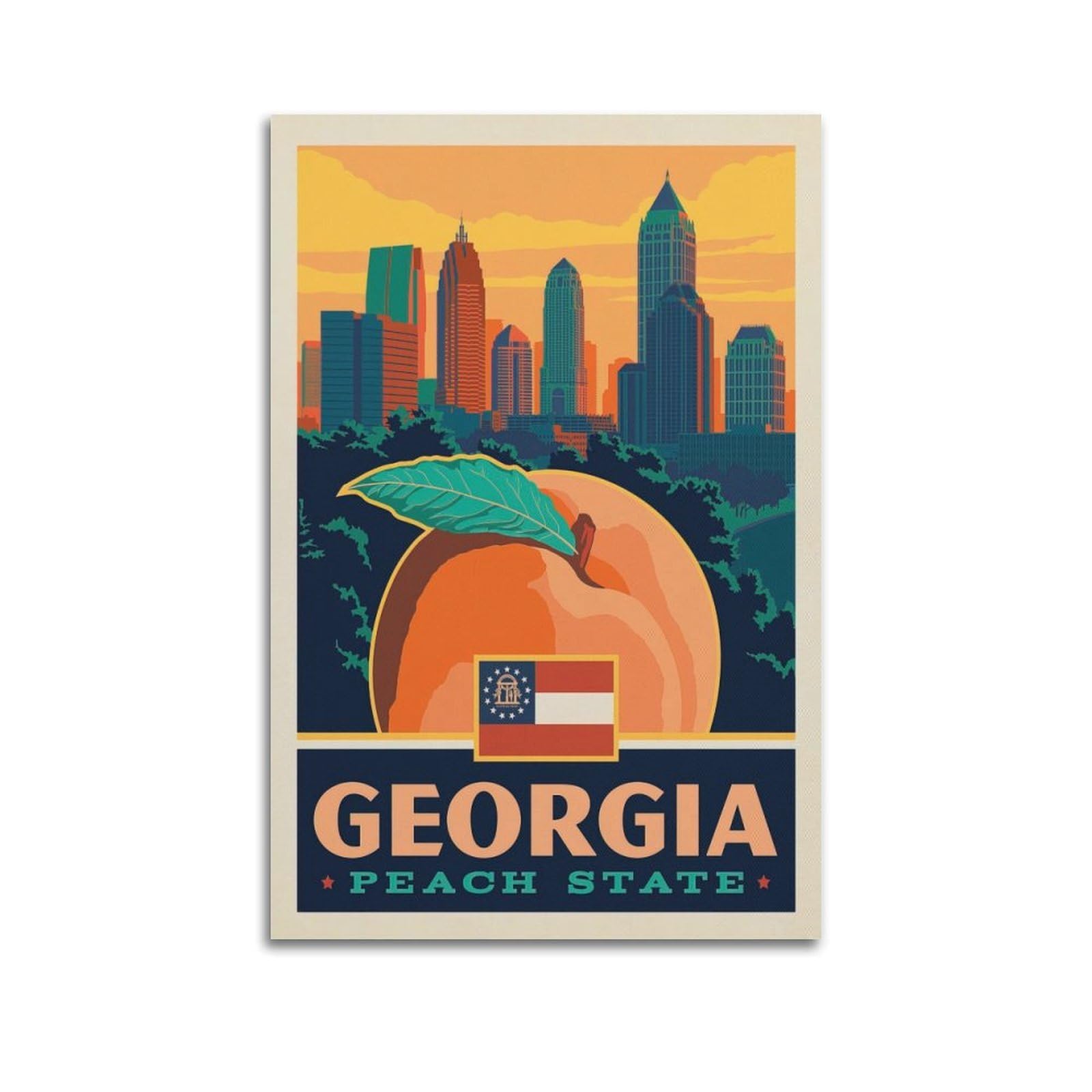 DLJGDS Vintage Travel Posters Georgia State Pride Decorative Painting Canvas Wall Posters And Modern Family Bedroom Decor 24x36inch(60x90cm)