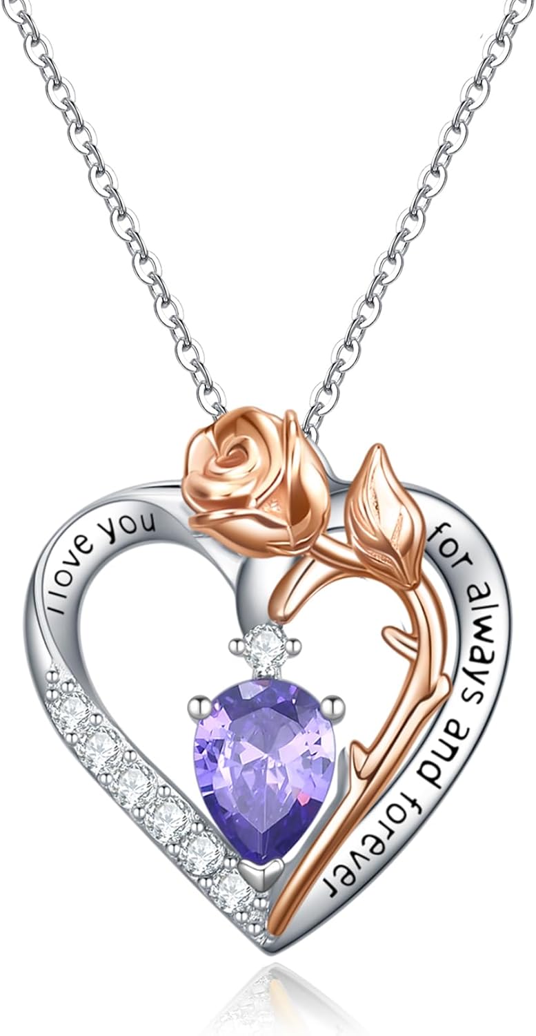Rnivida 925 Sterling Silver Forever Love Heart Necklace for Women,Anniversary Birthday Jewelry Gifts for Wife Girlfriend Mom