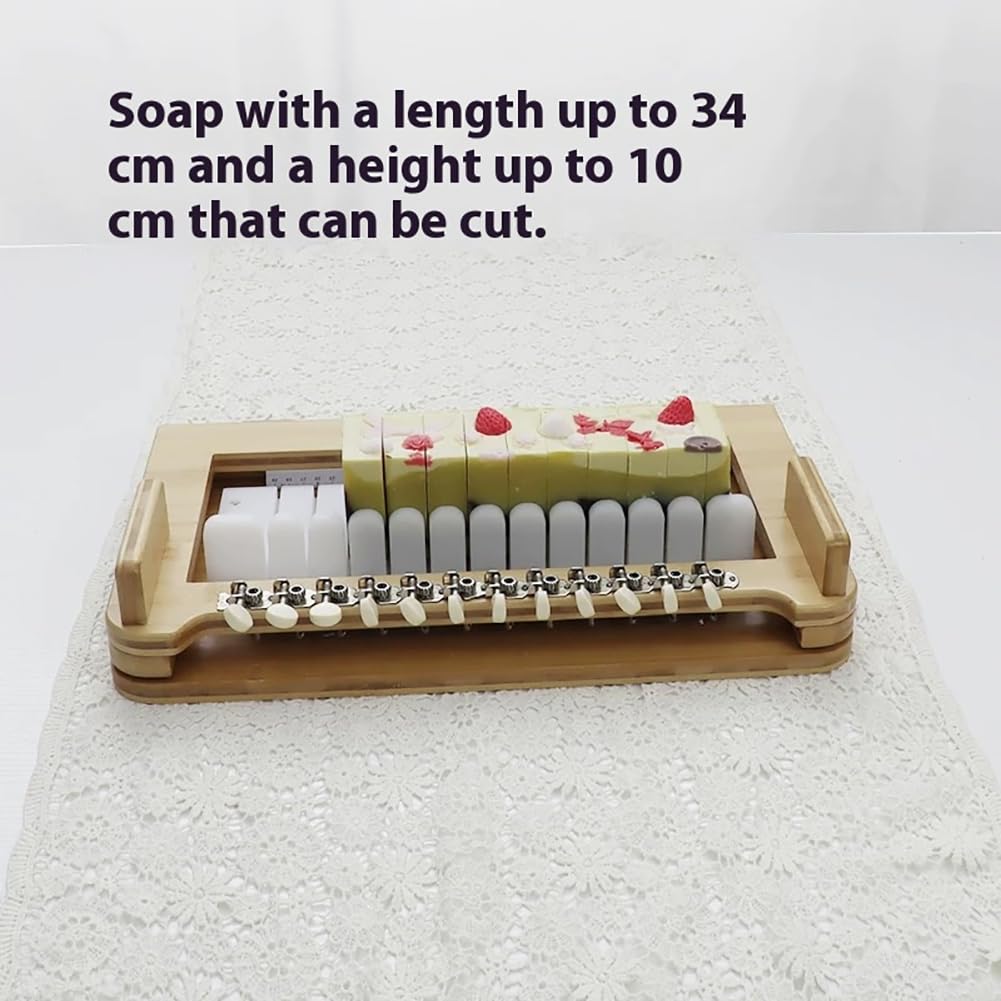 Este Cortador de jabón de Madera, Cortador de jabón Multiusos, intervalo de Corte de 12 alambres, Longitud de Corte de 2,5 cm, para jabón Artesanal, Kit para Hacer jabón casero