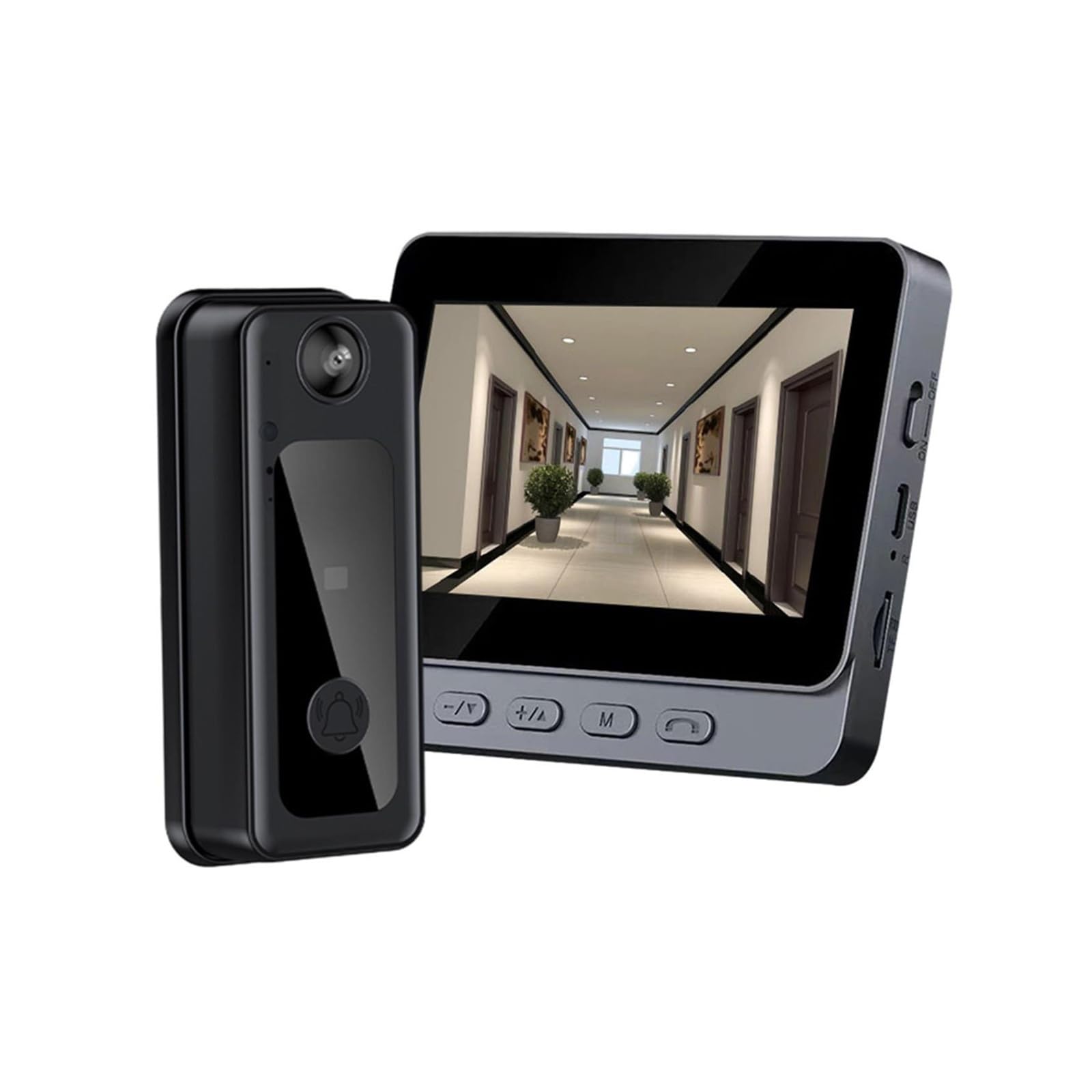 Timbre con Camara, Timbre inalámbrico 1080P de 4,3 Pulgadas con cámara y videoportero con Pantalla y visión Nocturna Gran Angular de 170°