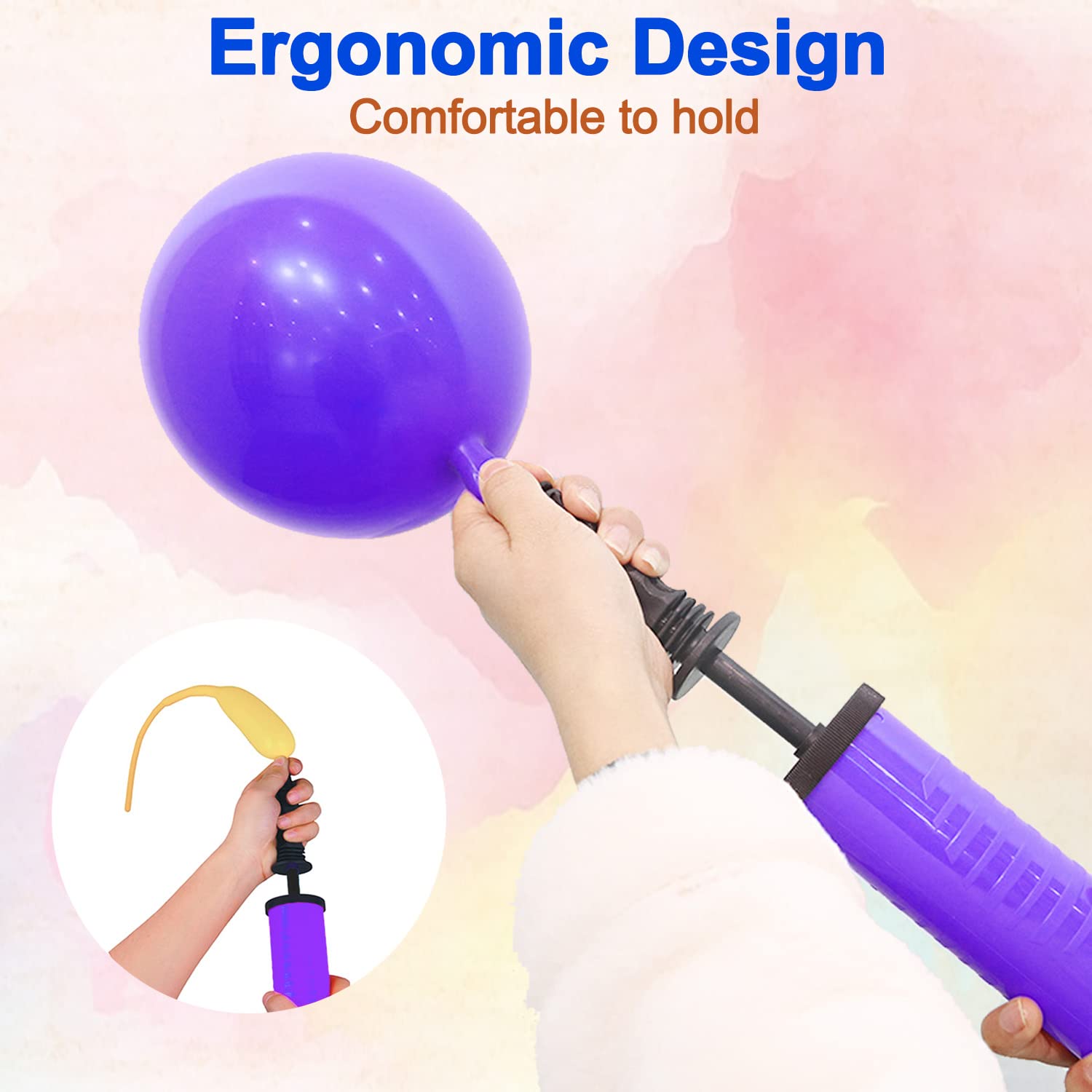 Fenxyo 2 Pack Balloon Pump Hand Manual Inflator, Balloon Manual Pump Blower Pump suitable for Party Decoration Purple - Image 4