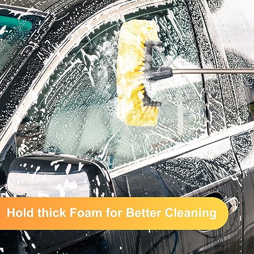 Tanlade 2 Pcs Car Wash Brush Head with Soft Detailing Bristle Flow Through Car Cleaning Brush Exterior Wash Equipment for Auto Truck RV Boat Camper(12 Inch,Yellow)