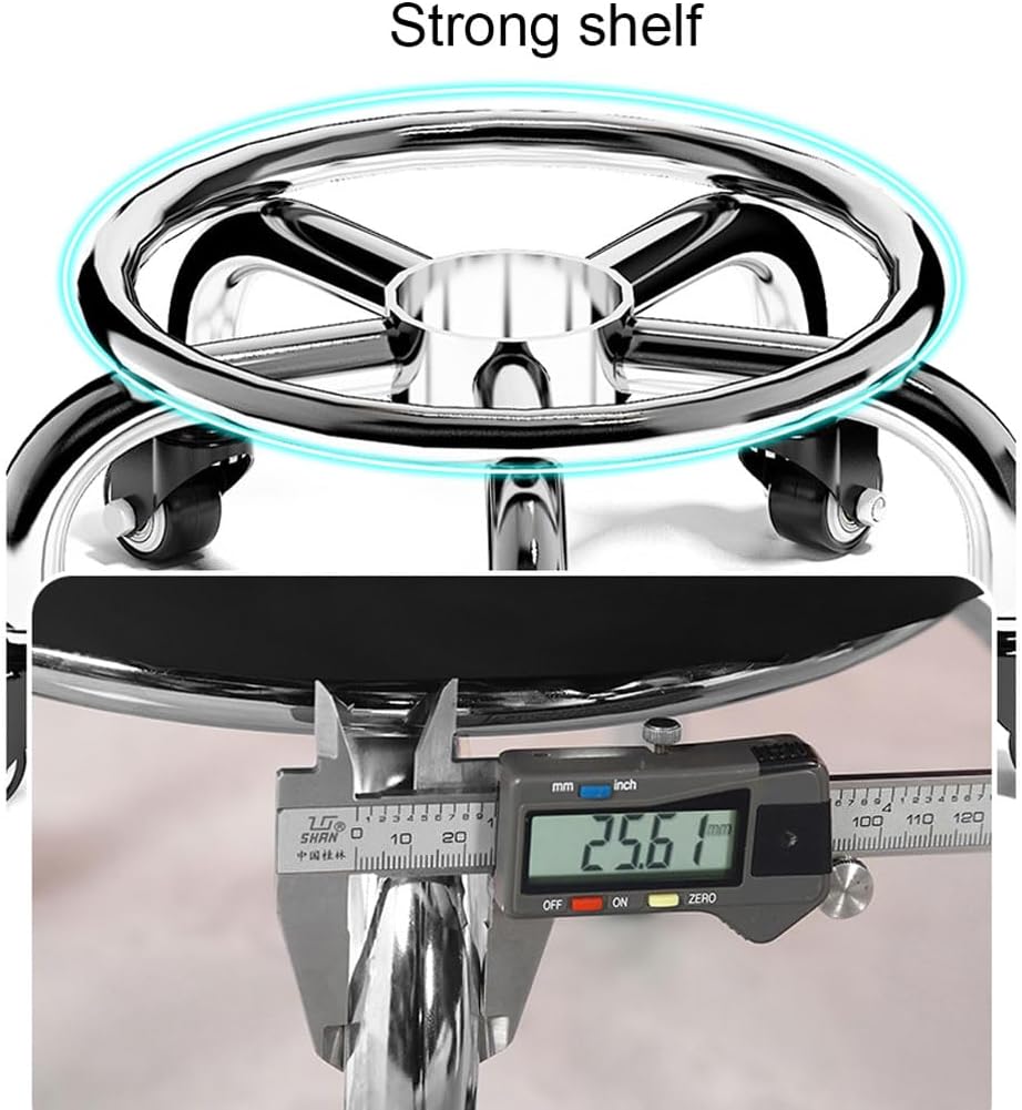 Low Roller Stool with 360° Swivel Wheels, Low-Height Short Rolling Stool Seat, PU Leather Small Mechanic Chair, Rolling Stools for Pedicure, Garage, Shop, Library Blue