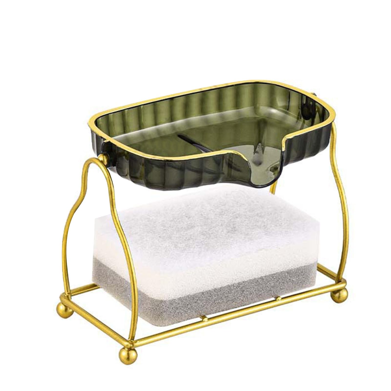 Porte-savon en fer forgé design élégant et coupelles vert transparent