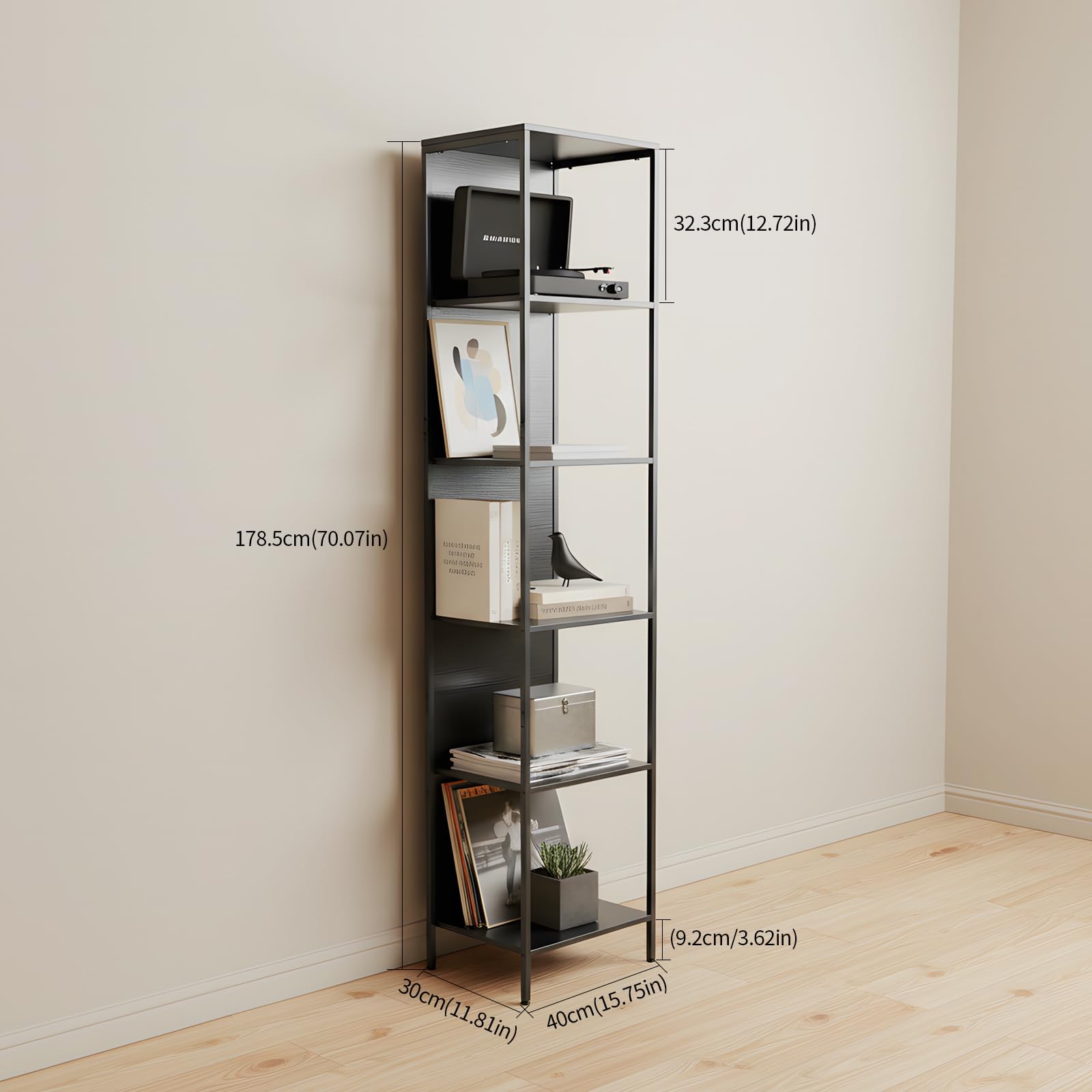 EGGREE Offene Sammlervitrine mit LED-Beleuchtung,Regal mit 6 LED Farben Beleuchtung, Vitrine für Sammlerstücke Bücher Wein, für Büro Wohnzimmer Küche, 40x30x178cm | Offene Sammlervitrine, 6 LED-Farben, Regal für Sammlerstücke, Bücher, Wein, geeignet für B